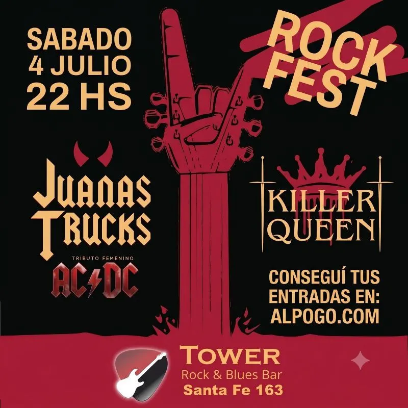 ROCK FEST: Juanas Trucks (Tributo a AC/DC) y Killer Queen en Tower Bar