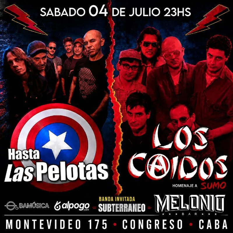 LAS PELOTAS VS SUMO! Noche de homenajes al Rock nacional.